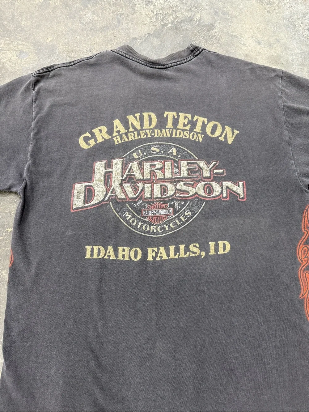 Vintage 2002 Harley Davidson Rare Side Print Tribal Flame Faded Y2K - Picture 7 of 12